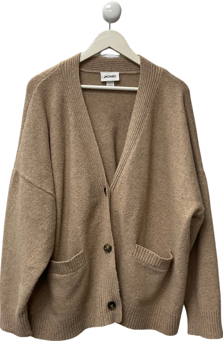 monkl Beige Relaxed Knitted Cardigan UK L