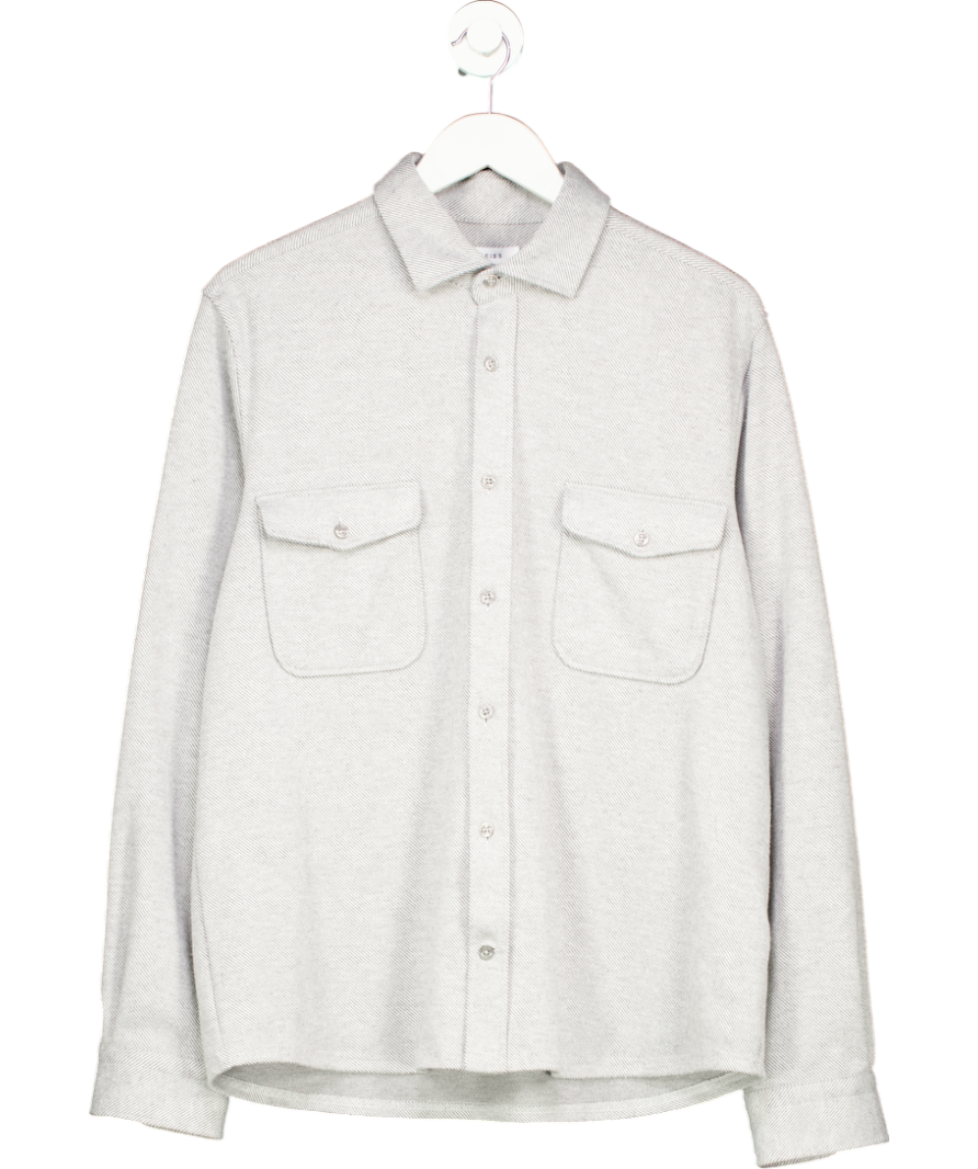 REISS Grey Caprio Jersey Twill Melange Overshirt UK XXL