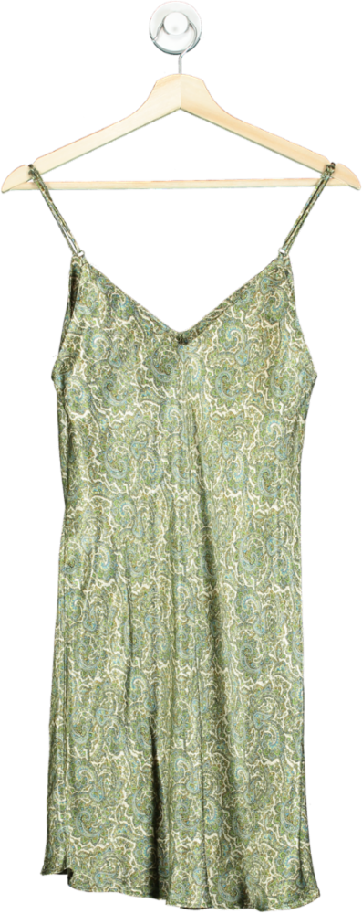 Zara Green Paisley V-Neck Sleeveless Dress UK S