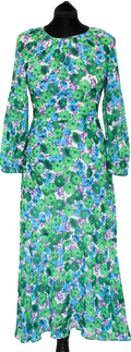 WHISTLES Blue / Green Alva Zinnia Floral Dress UK 6