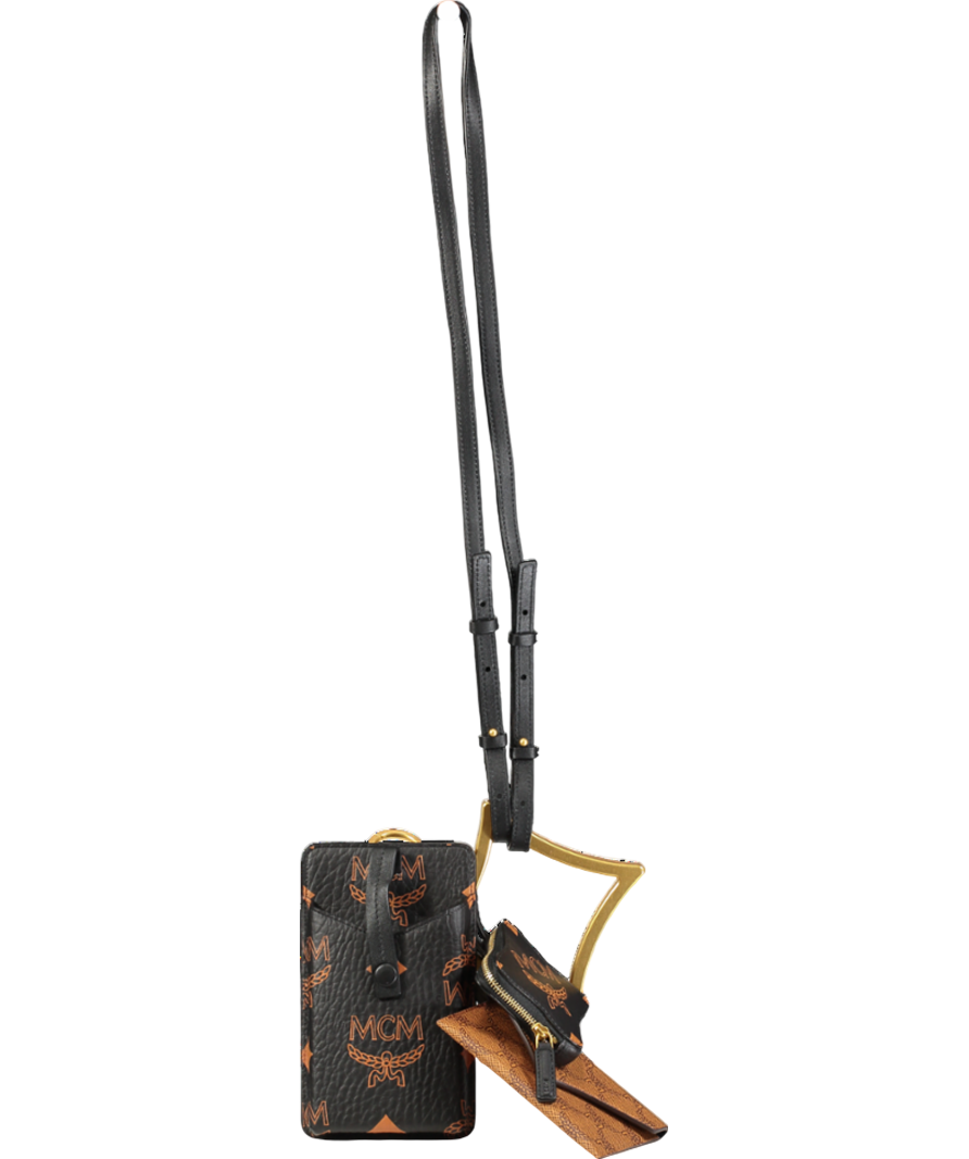 MCM Brown Diamond Trilogie Crossbody Pouch In Monogram Mix