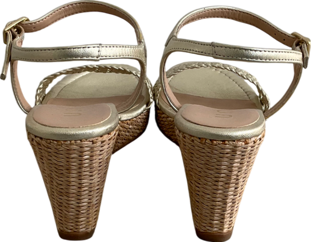 Unisa Metallic Kathy Gold Leather Espadrilles UK 4 EU 37 👠