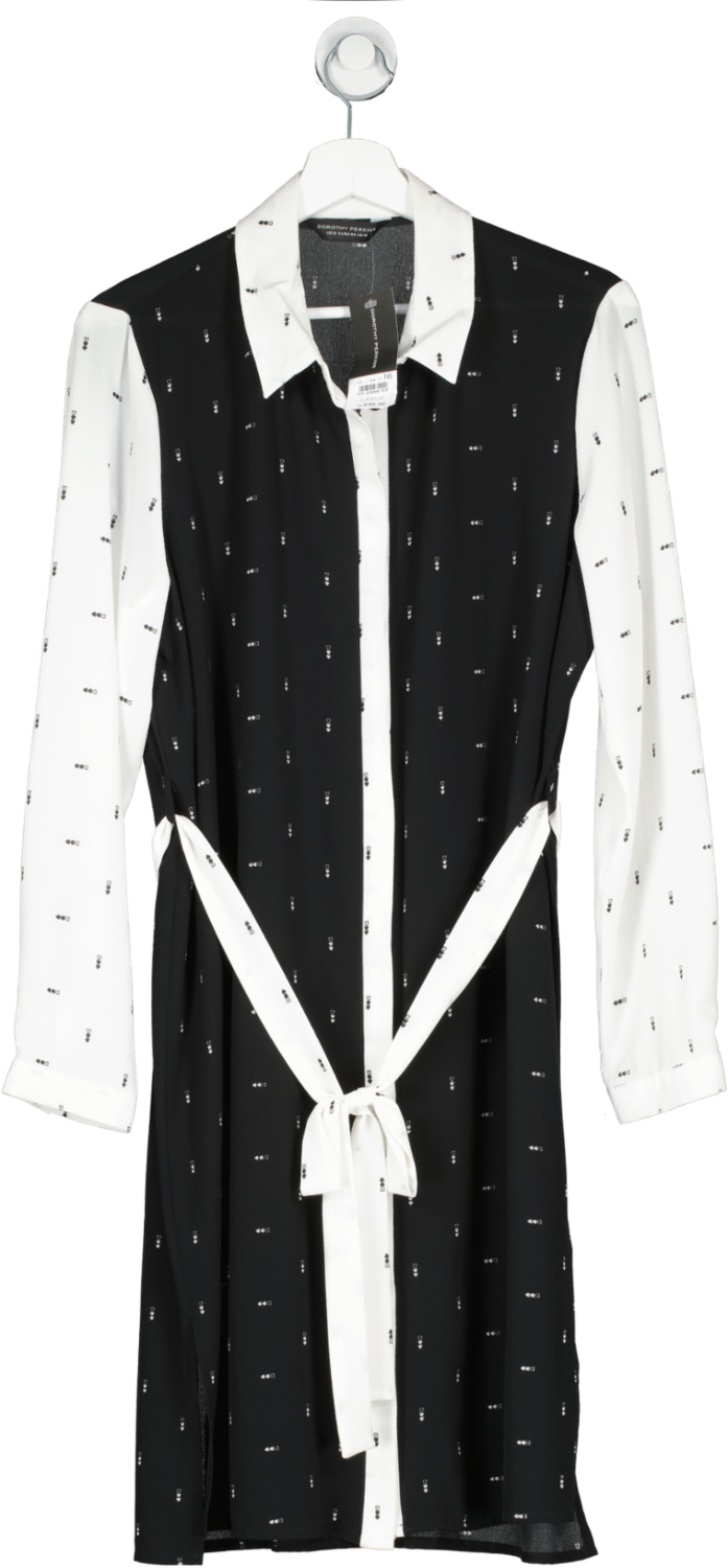 dorothy perkins Black Contrast Sleeve Shirt Dress UK 16
