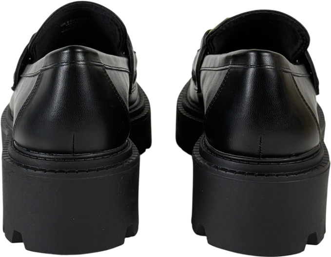 ASOS Black Wide Fit Milan Chunky Chain Detail Loafers UK 5 EU 38