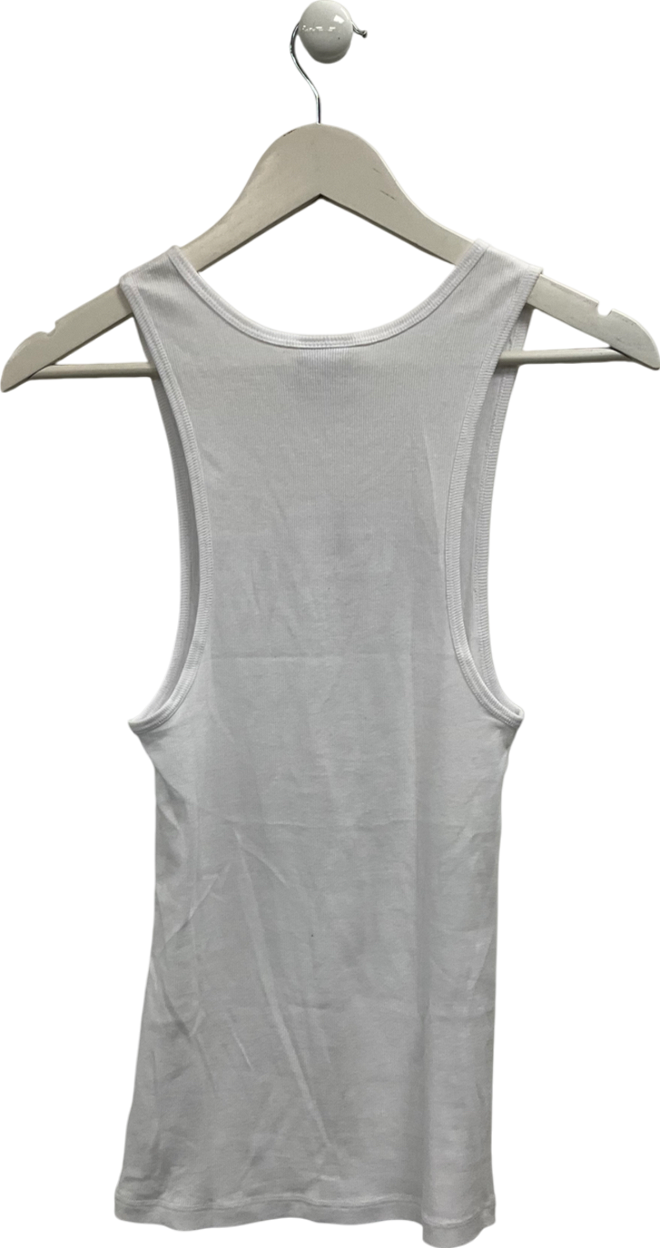 gymshark White Ribbed Tank Top UK M