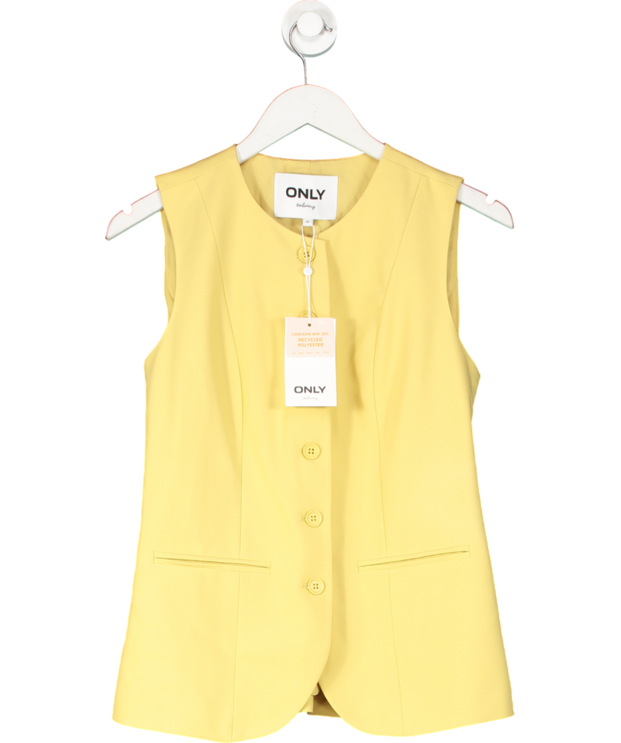 Only Yellow High Neck Longline Waistcoat UK 6
