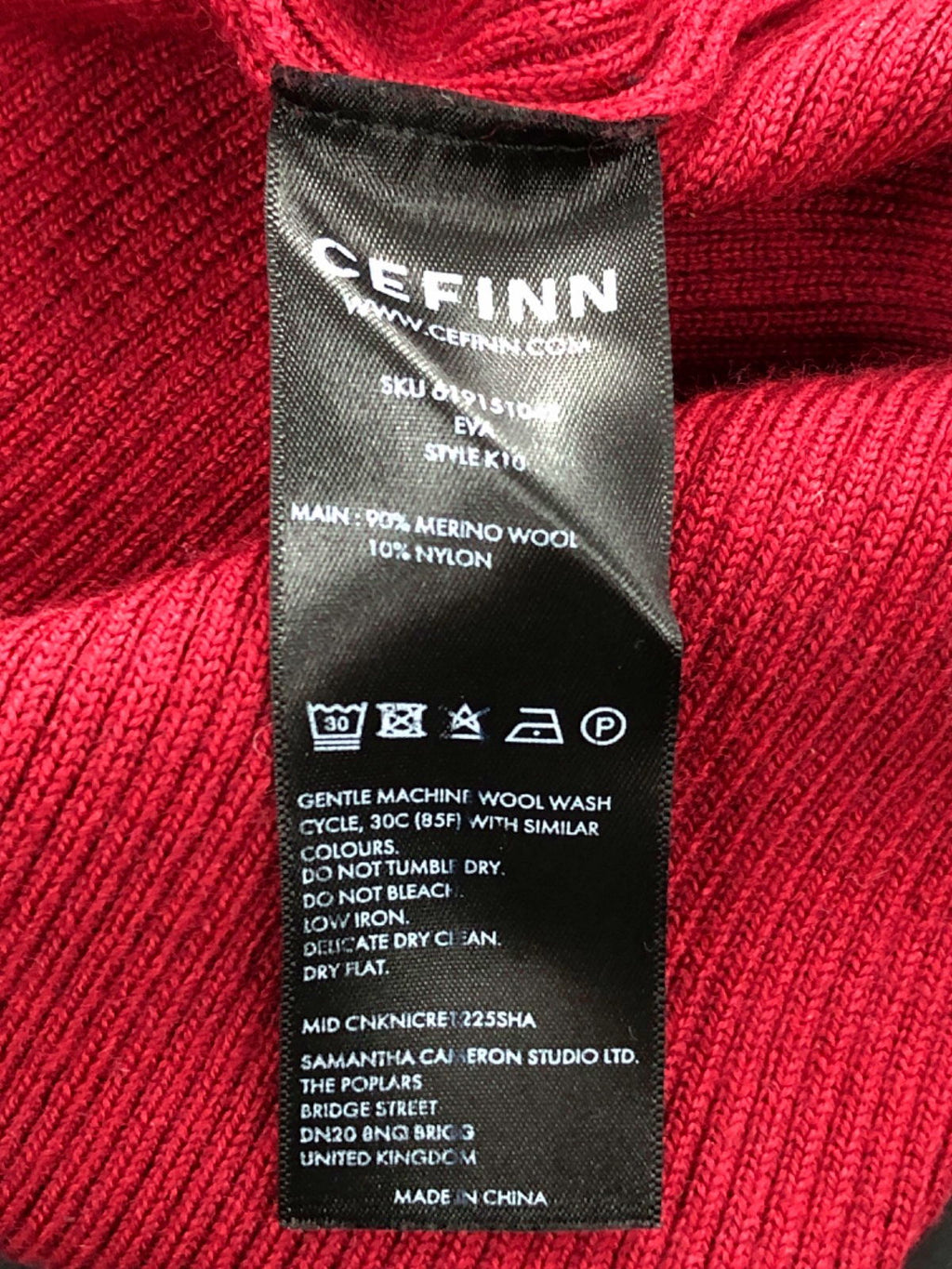 Cefinn Red Roll Neck Jumper UK S