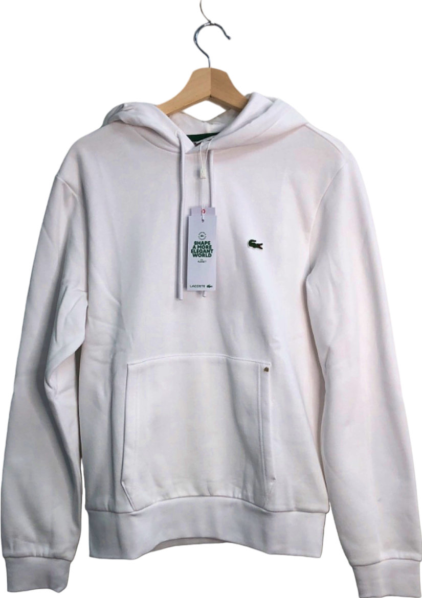 Lacoste White Classic Fit Hoodie UK M