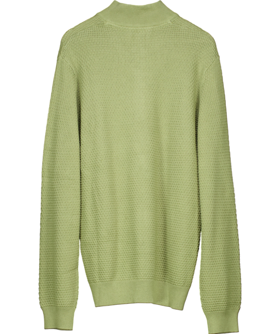 Crew Clothing Artichoke Green Organic Cotton Half Zip Logo Jumper UK S
