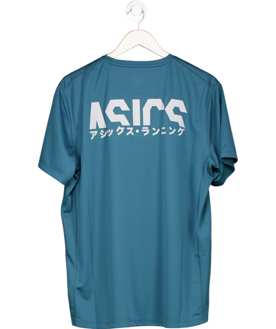 asics Teal Blue Reflective Moisture Wicking Running Top UK XL