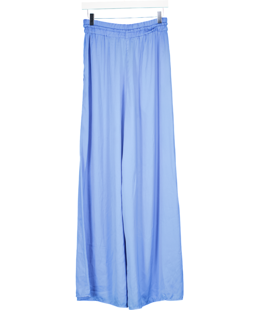 ZARA Blue Loose-fitting Wide-leg Trousers UK S