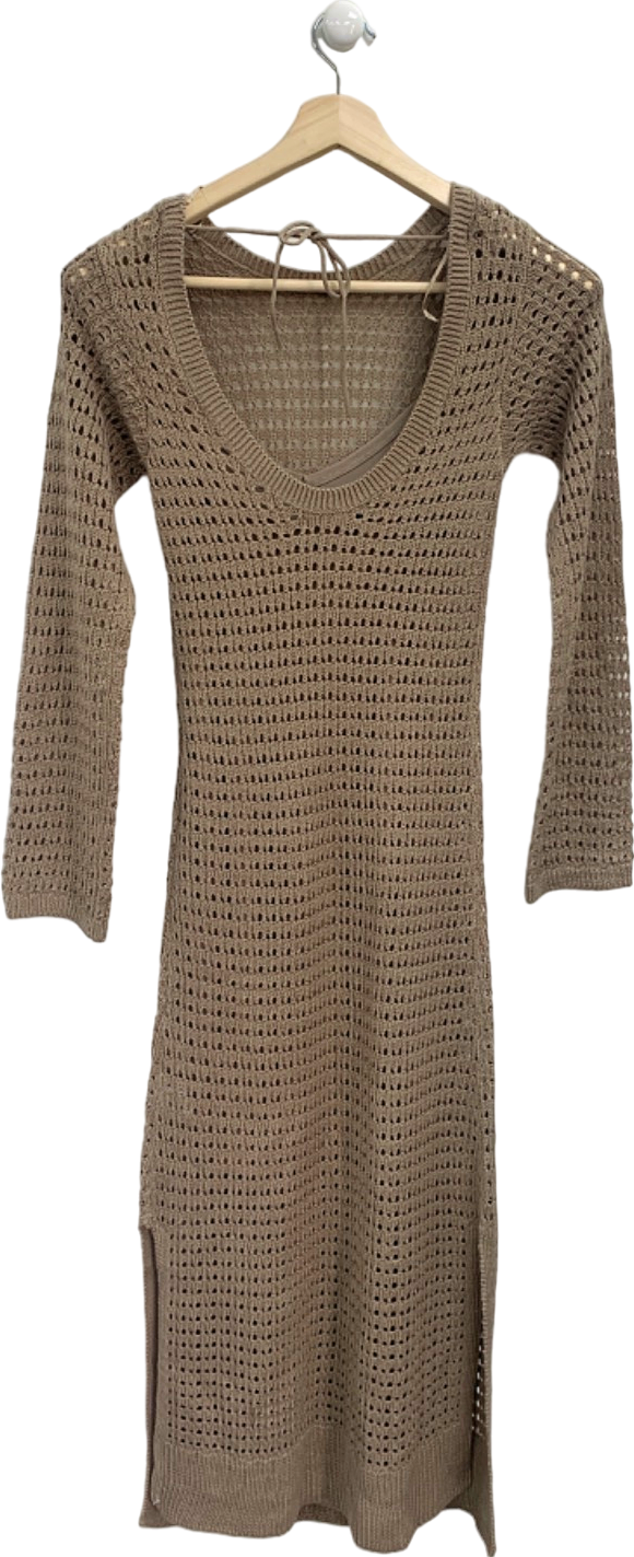 New Look Beige Crochet Knit Dress UK 8