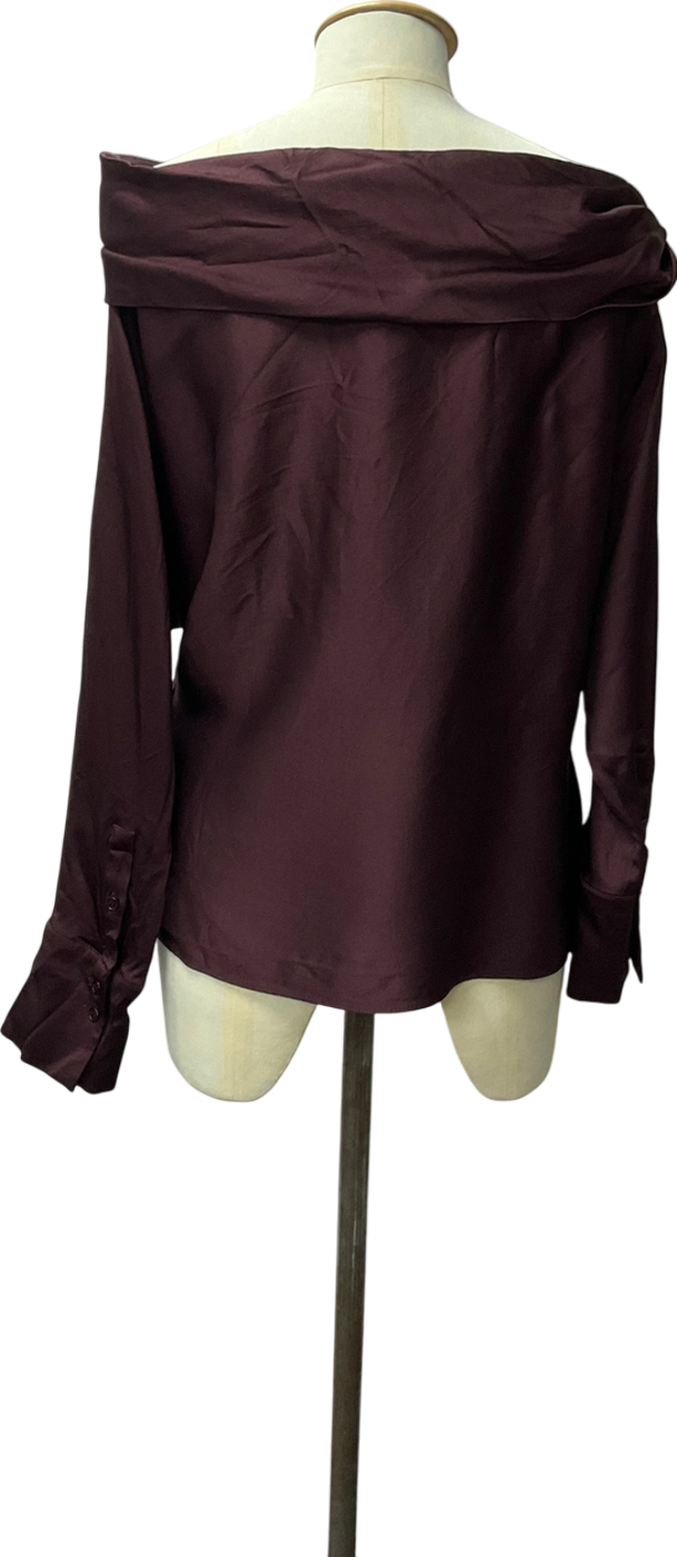 ZARA Purple Asymmetric Satin Top UK XL