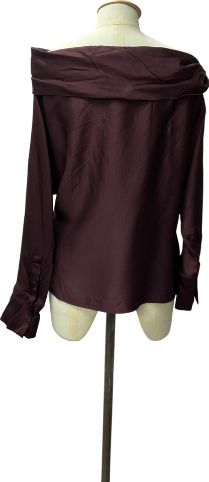 ZARA Purple Asymmetric Satin Top UK XL