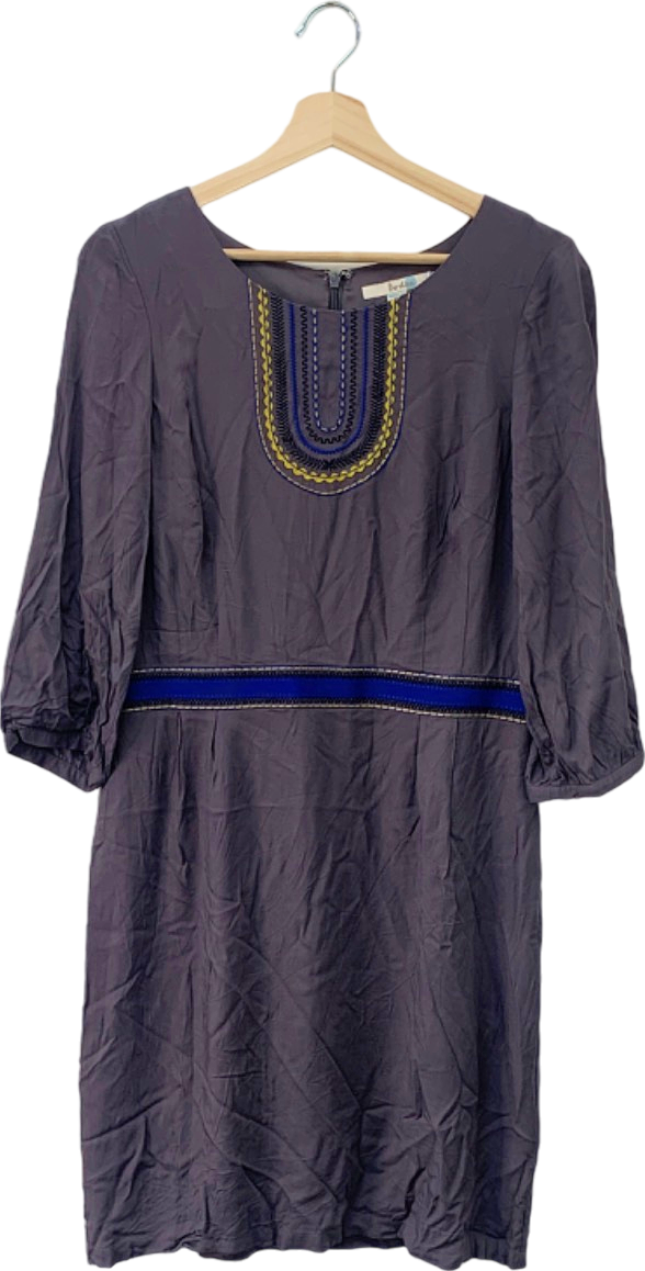 Boden Grey Embroidered Dress US 12 UK 16