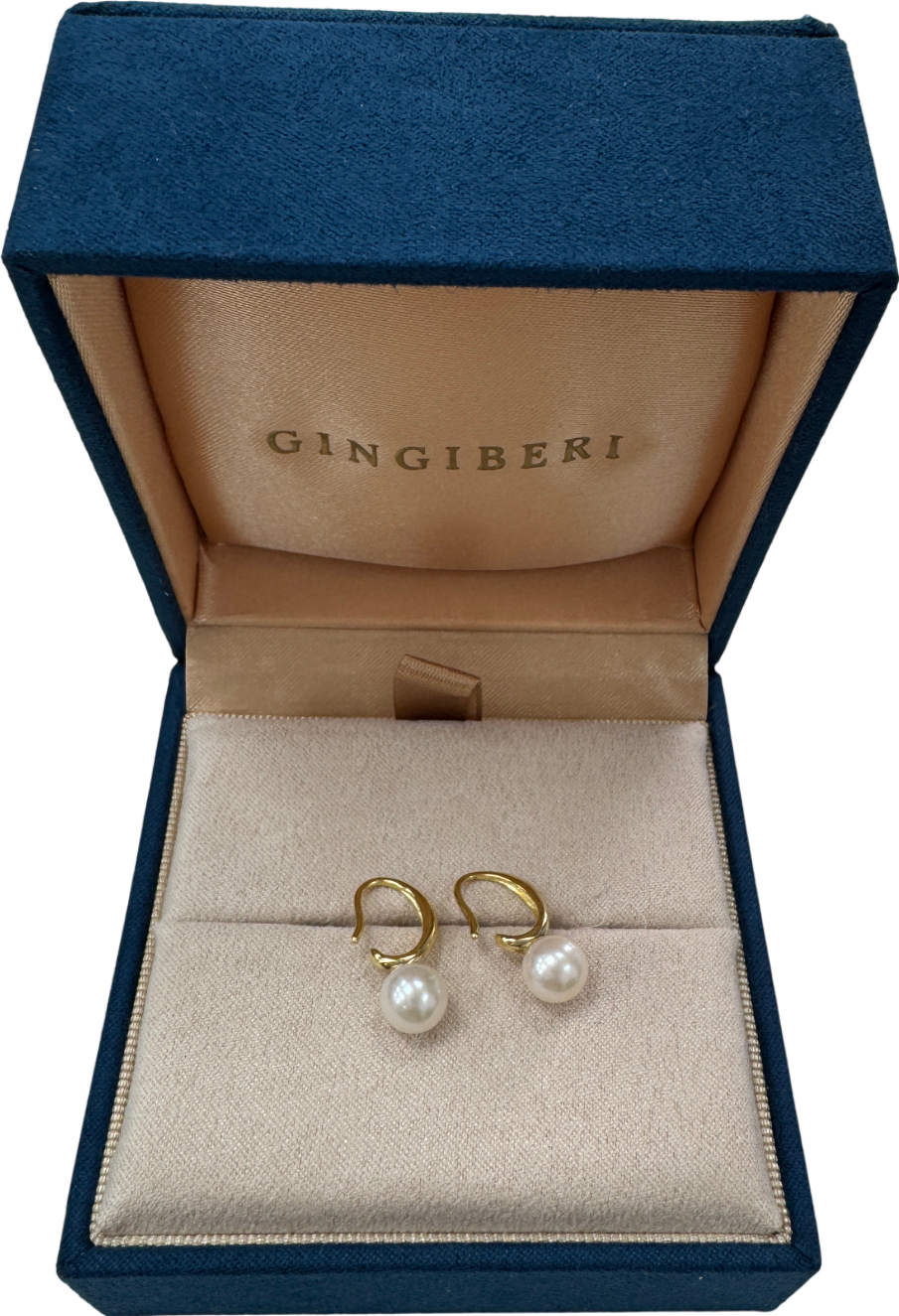 GINGIBERI 18k solid Yellow gold & Real Pearl Beloved You Earrings