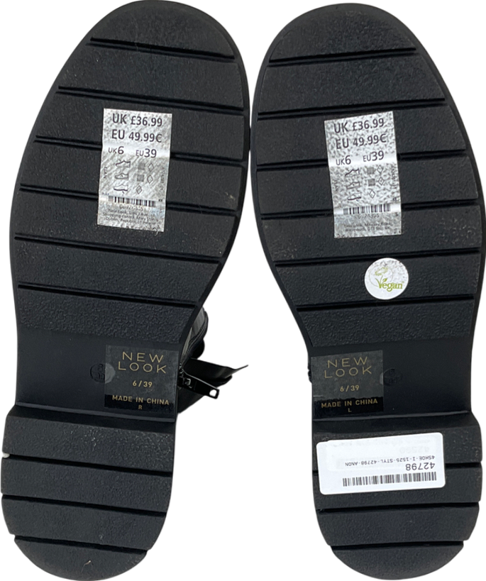 New Look Black High Ankle Chunky Cleated Chelsea Boots UK 6 EU 39 👠