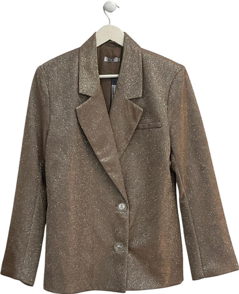 SLA the label Metallic Bronze Glitter Oversize Blazer UK XS