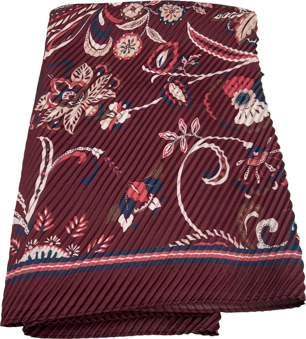 Red Plisse Printed Scarf One Size