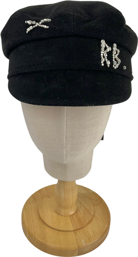 RUSLAN BAGINSKIY Black Baker-boy Rhinestone-embellished Hat One Size