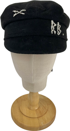 RUSLAN BAGINSKIY Black Baker-boy Rhinestone-embellished Hat One Size