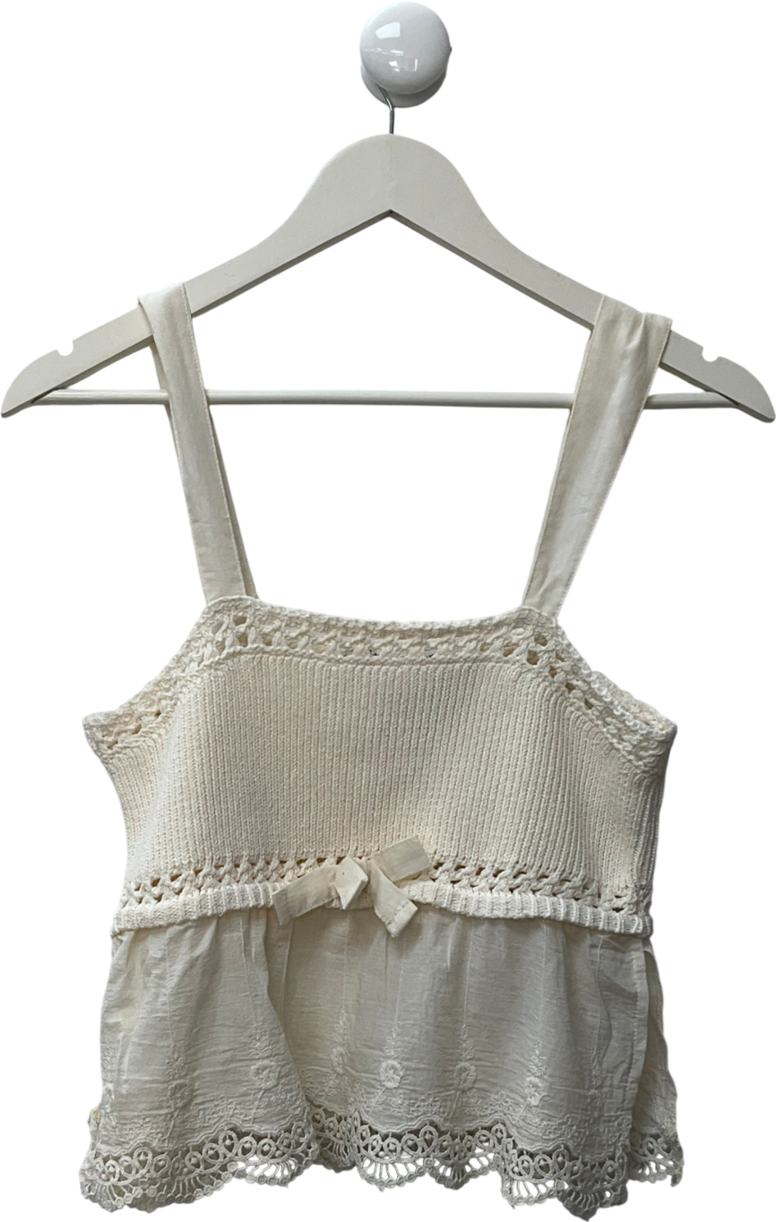 ZARA Cream Crochet Crop Top UK M