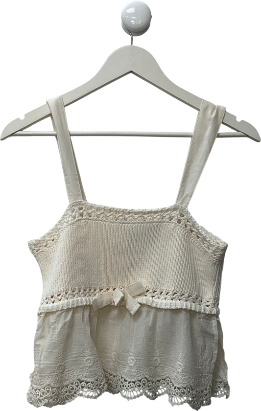 ZARA Cream Crochet Crop Top UK M