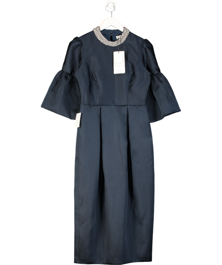 Phase Eight Blue Audrey Jewelled Neck Midi Dress UK 8