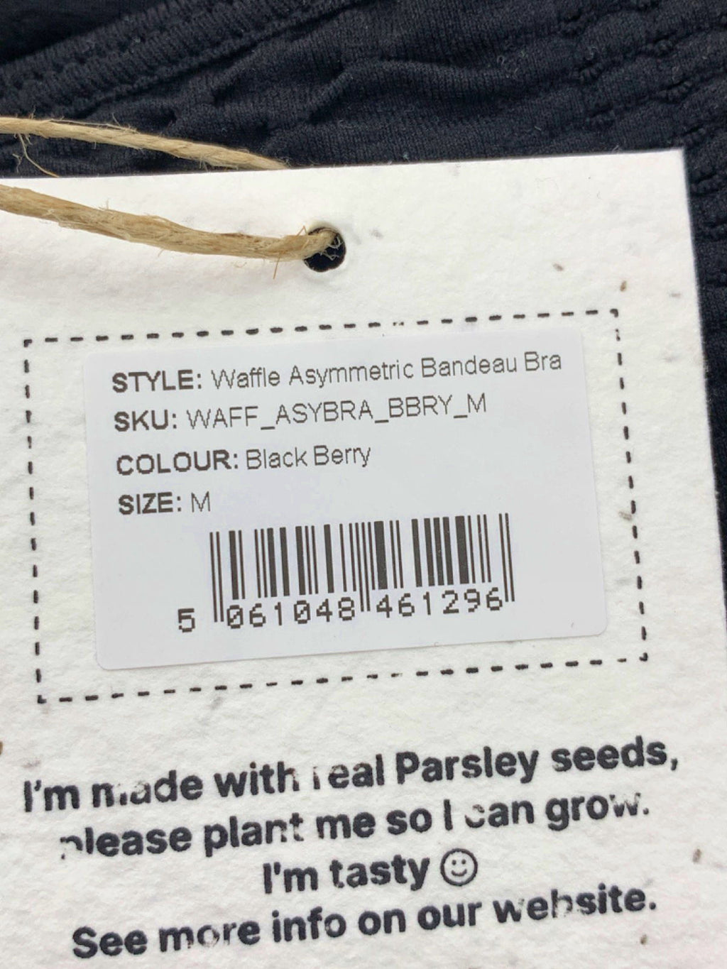 Sefi Black Waffle Asymmetric Bandeau Bra UK M