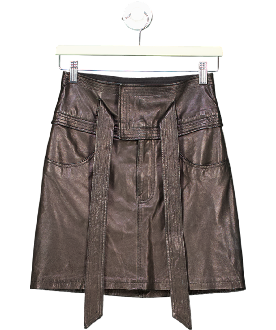 Rebecca Minkoff Black Belted Leather Mini Skirt UK XXS