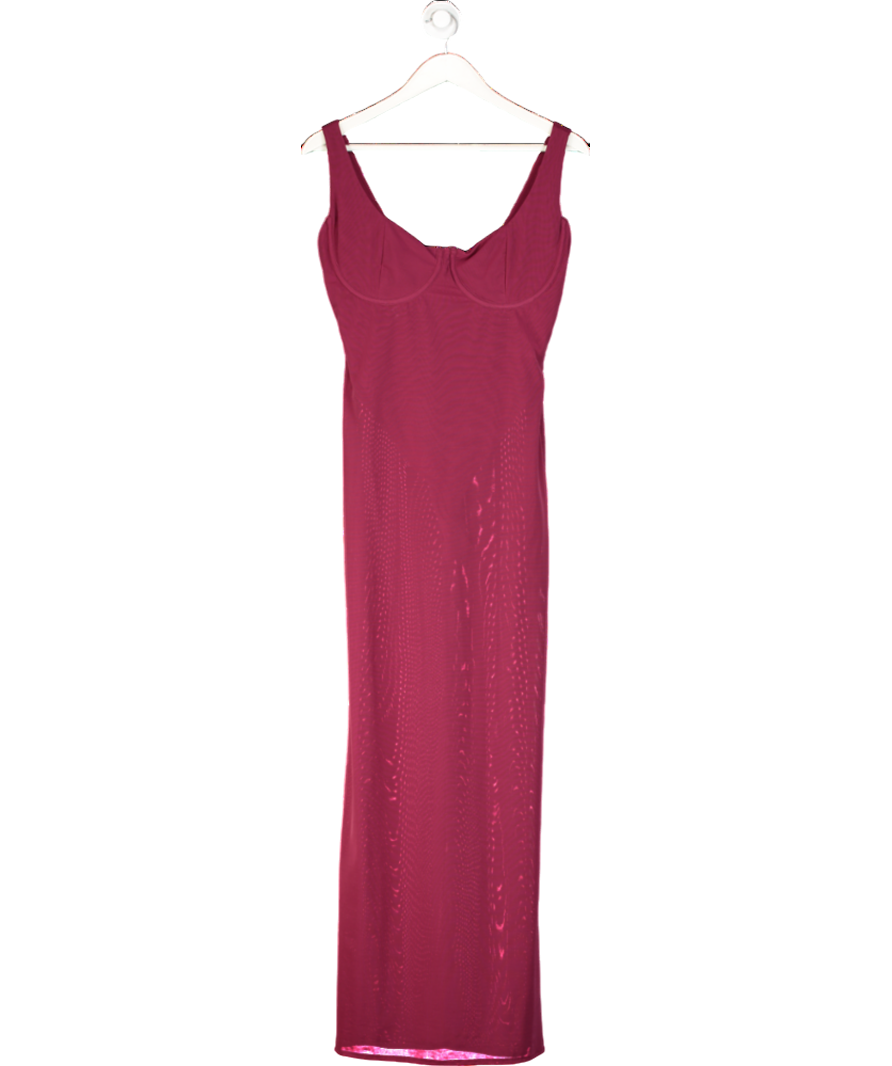 House of CB Wine Red Robina Internal-bodysuit Mesh Maxi Dress ( Bigger Cup D-e) UK L