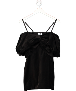 & Other Stories Black Off-shoulder Velvet Mini Dress UK 6