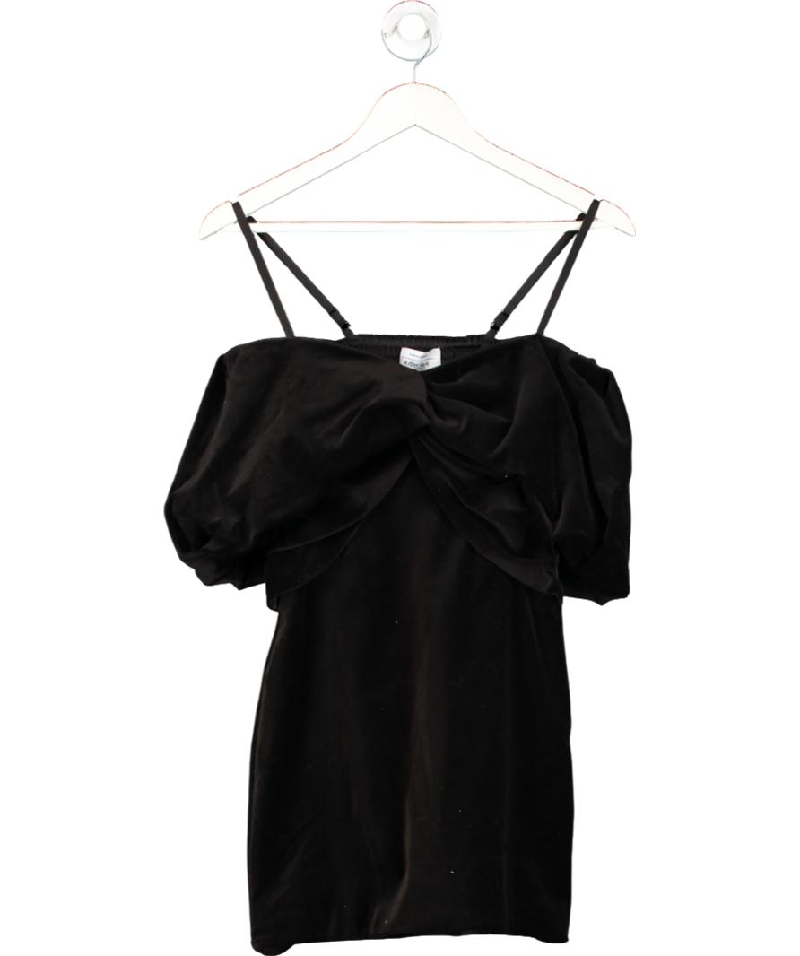 & Other Stories Black Off-shoulder Velvet Mini Dress UK 6