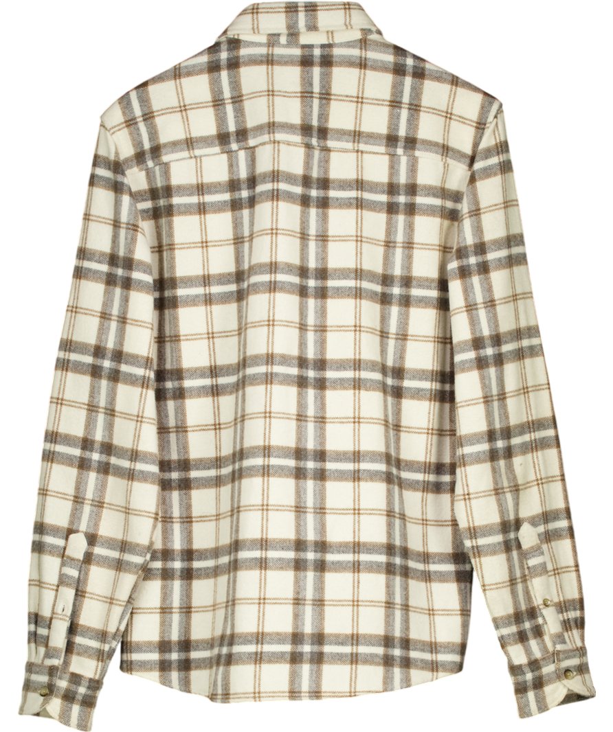 REISS Cream Hooper Brushed Checked Overshirt UK M