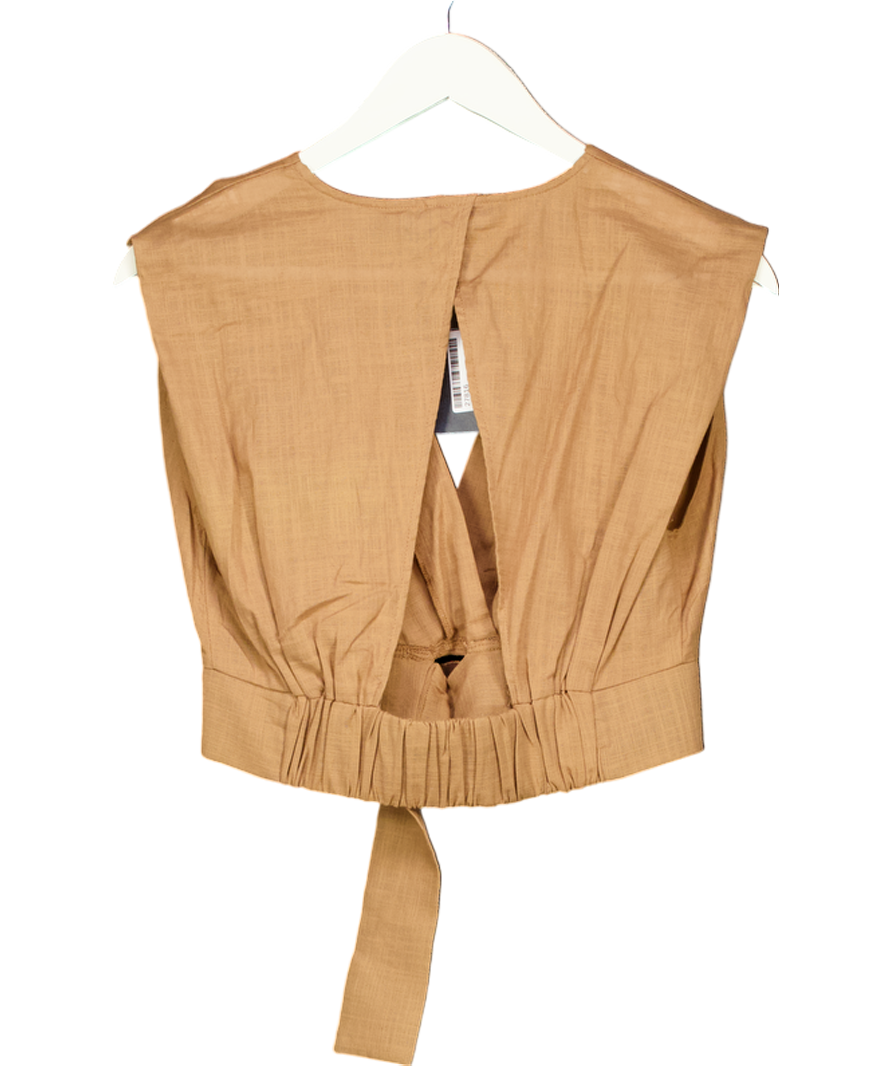 ZARA Beige Open Back V-neck Tank Top UK S
