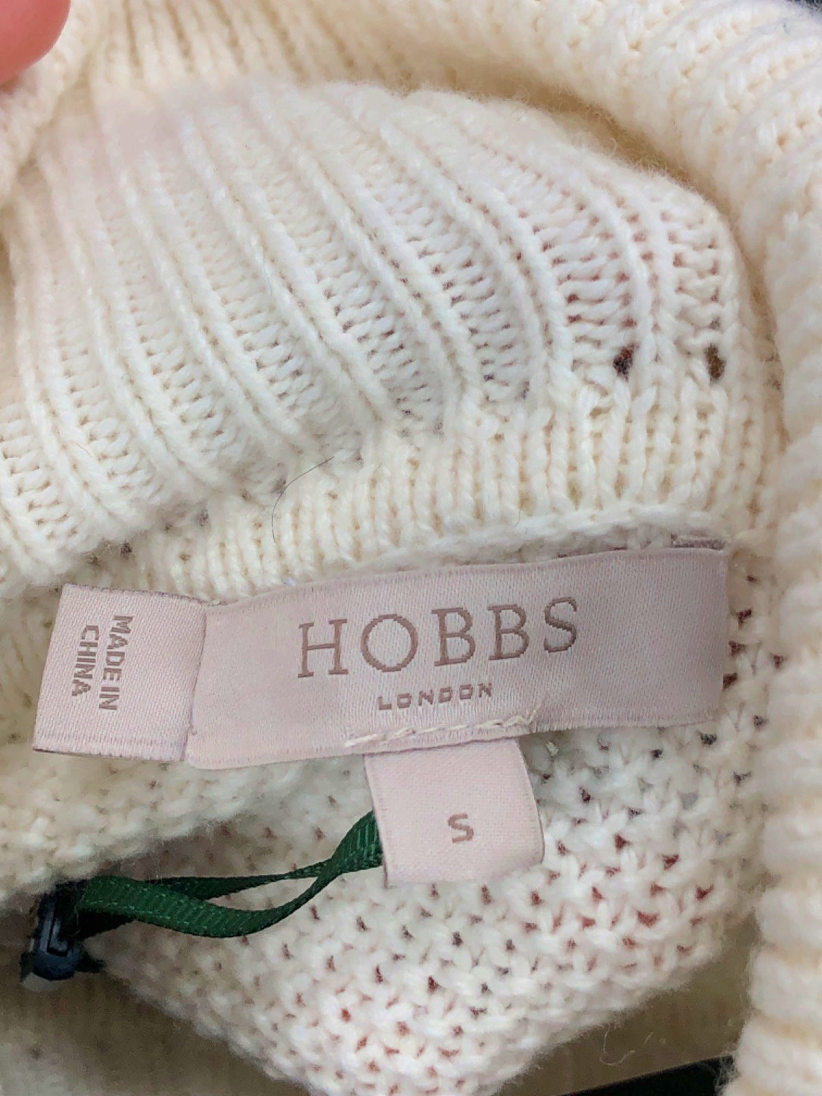 Hobbs Ivory Cable Knit Roll Neck Jumper UK S