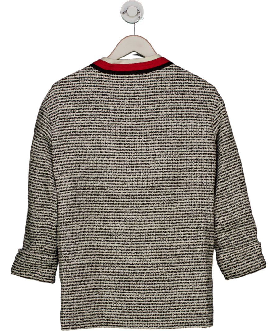 Maje Black / Ivory / Red Visala Tweed Boucle Jacket Fr36 UK 8