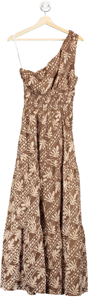 Charlie Holiday Brown Floral One-Shoulder Dress Size 12