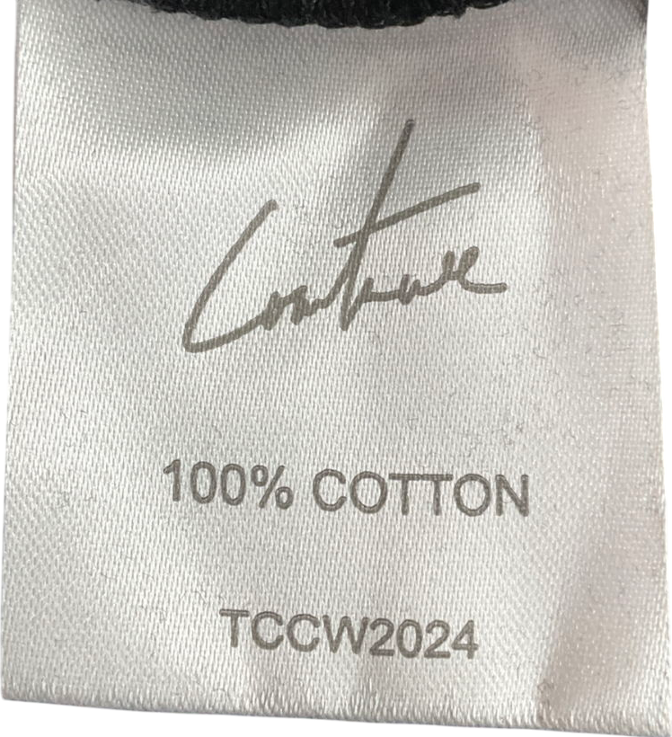 The Couture Club Black Cropped Logo Printed T-shirt UK 6