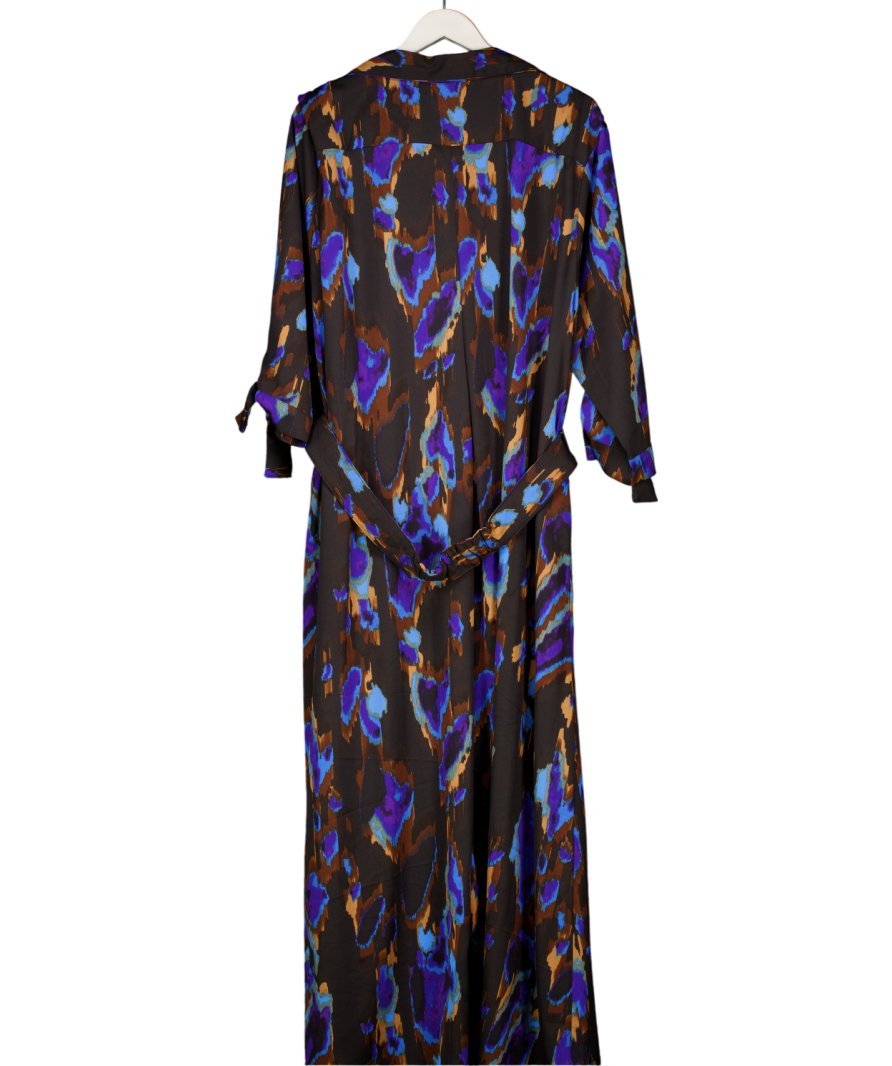 Dancing Leopard Blue Leopard Dove Maxi Shirt Dress UK 24