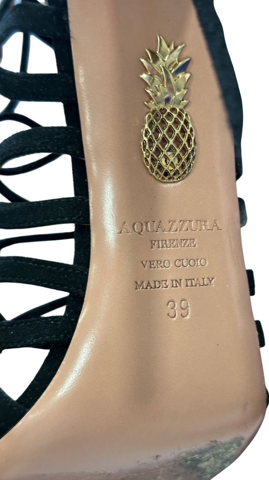 Aquazzura Black Suede Ooh Lala Cage Sandals UK 6 EU 39 👠