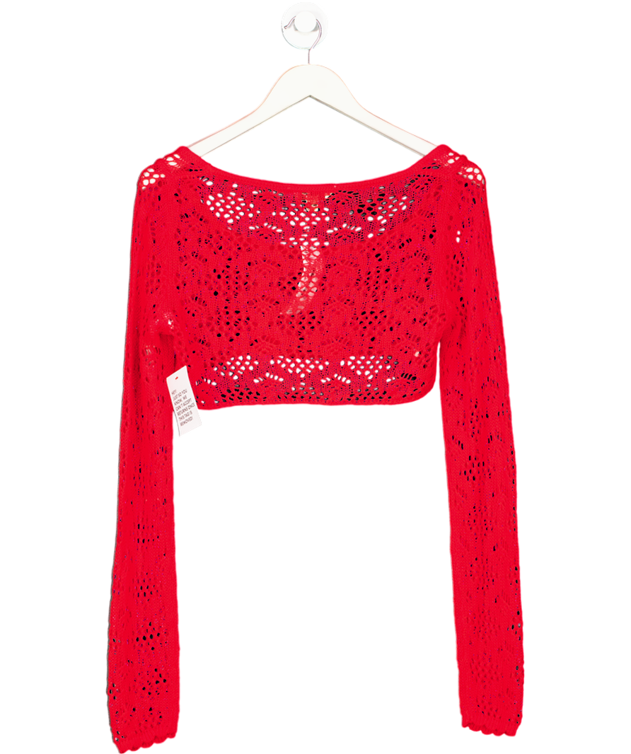 Miss Selfridge Red Long Sleeve Knitted Top UK S
