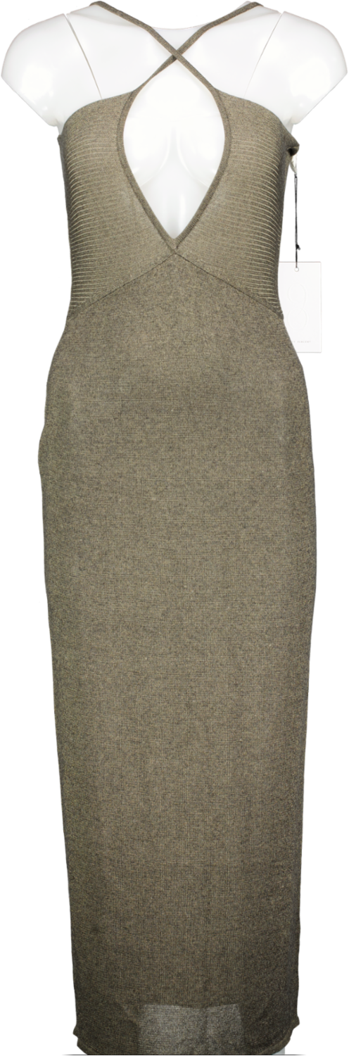 NINETY PERCENT Brown Ana Low V Dress UK M