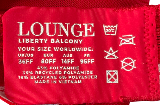 Lounge Underwear Red Liberty Balcony Bra UK 36FF