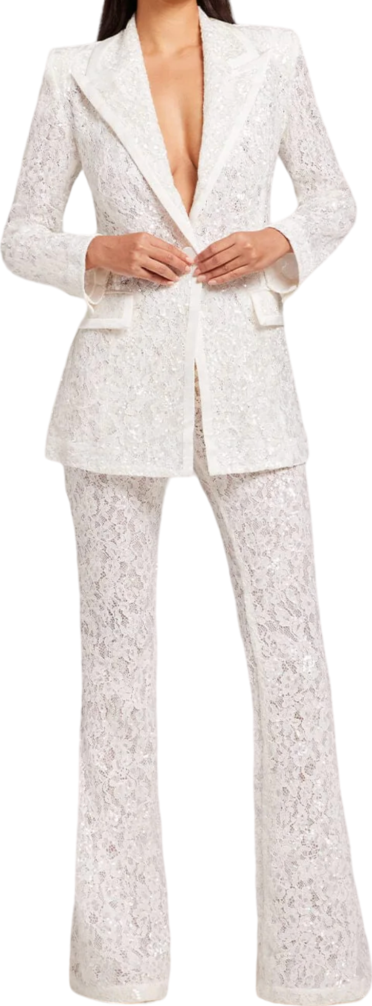 Nadine Merabi Cream Camilla White Trousers UK XS