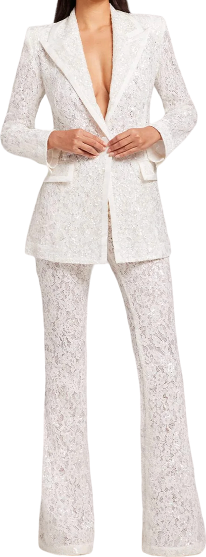 Nadine Merabi Cream Camilla White Trousers UK XS