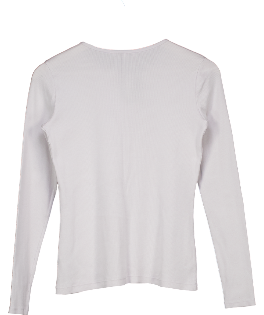 NINETY PERCENT Morgan Classic Rib Henley In White UK L