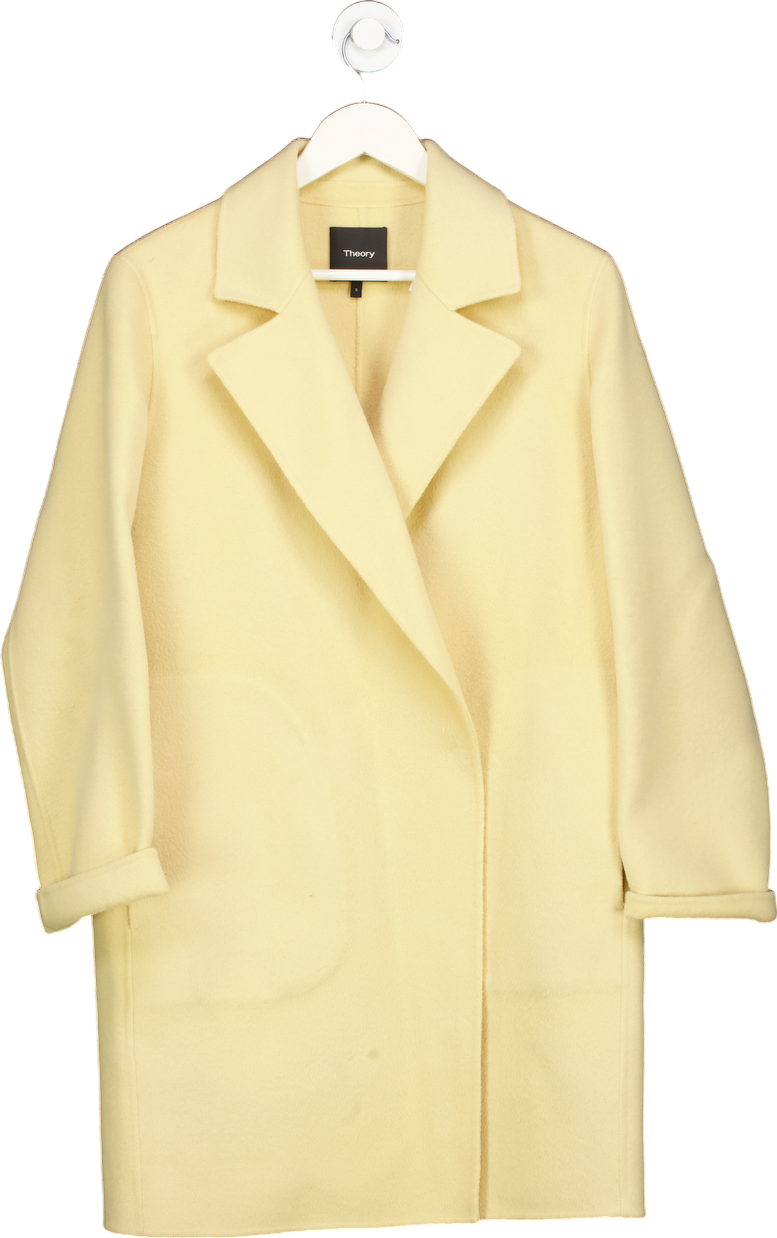 Theory Yellow Wool-Cashmere Blend Long Coat UK S