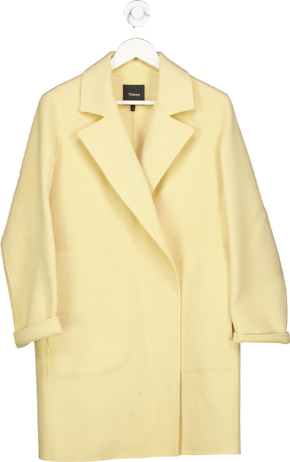 Theory Yellow Wool-Cashmere Blend Long Coat UK S