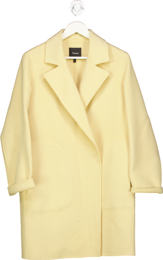 Theory Yellow Wool-Cashmere Blend Long Coat UK S